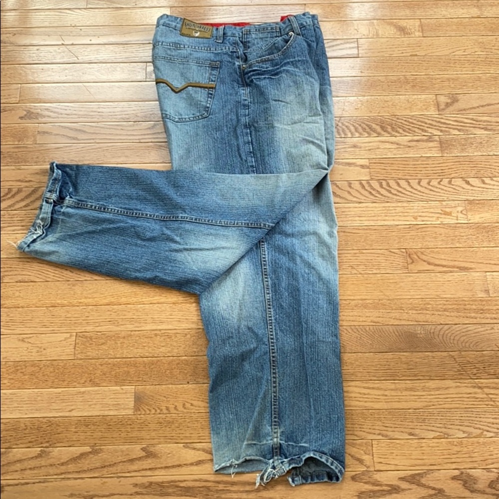 Faded worn jeans